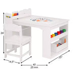 Table et chaises d'activités pour enfants, bureau d'activités en bois avec grand espace de rangement, bureau artistique multifonctionnel