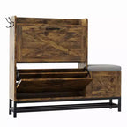 Meuble à chaussures avec 2 tiroirs basculants et coussin d'assise rembourré, pour entrée, couloir, en bois antiseptique