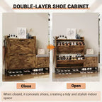 Meuble à chaussures avec 2 tiroirs basculants et coussin d'assise rembourré, pour entrée, couloir, en bois antiseptique