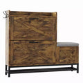 Shoe Cabinet with 2 Flip Drawers with Padded Seat Cushion Front Door, Foyer, Hallway, Antiseptic Wood