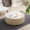 Round Fiberglass Drum Coffee Table, Modern Centerpiece, No Assembly Needed, for Living Room or Office