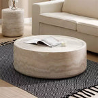 Table basse ronde en fibre de verre, Pièce maîtresse moderne, Aucun assemblage requis, Pour salon ou bureau