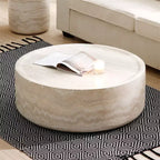 Table basse ronde en fibre de verre, Pièce maîtresse moderne, Aucun assemblage requis, Pour salon ou bureau
