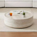 Table basse ronde en fibre de verre, Pièce maîtresse moderne, Aucun assemblage requis, Pour salon ou bureau