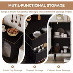 Bahut-buffet avec portes en verre cannelé et tiroirs de rangement, Armoire moderne pour salle à manger ou salon, Solution de rangement élégante