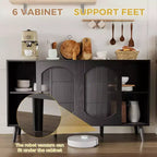 Bahut-buffet avec portes en verre cannelé et tiroirs de rangement, Armoire moderne pour salle à manger ou salon, Solution de rangement élégante