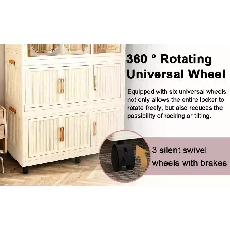 Armoire Portable avec 9 Portes Magnétiques et Tringle | Organisateur de Rangement à 9 Cubes pour Vêtements de Bébé | Comprend 6 Cintres, Commode Blanche pour Chambre d'Enfant