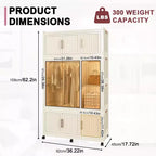 Armoire Portable avec 9 Portes Magnétiques et Tringle | Organisateur de Rangement à 9 Cubes pour Vêtements de Bébé | Comprend 6 Cintres, Commode Blanche pour Chambre d'Enfant