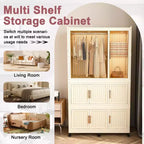 Armoire Portable avec 9 Portes Magnétiques et Tringle | Organisateur de Rangement à 9 Cubes pour Vêtements de Bébé | Comprend 6 Cintres, Commode Blanche pour Chambre d'Enfant