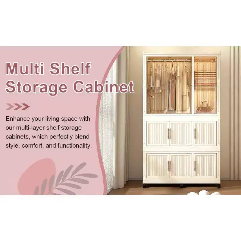 Armoire Portable avec 9 Portes Magnétiques et Tringle | Organisateur de Rangement à 9 Cubes pour Vêtements de Bébé | Comprend 6 Cintres, Commode Blanche pour Chambre d'Enfant