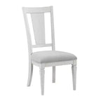 Royal Hampton Kate 24 Inch Side Dining Chair Set of 2, Light Gray Linen, White Wood Frame