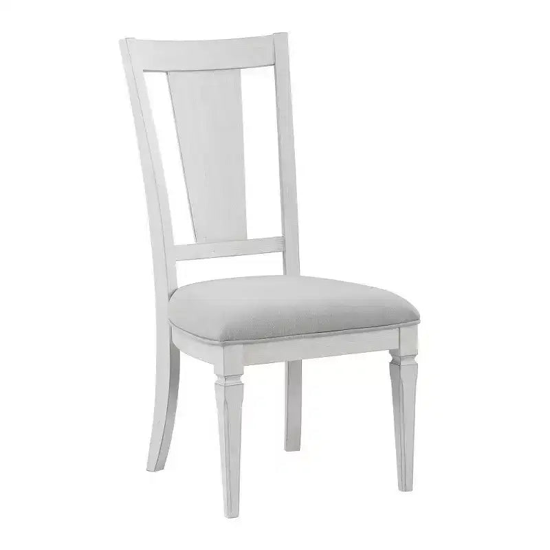 Royal Hampton Kate 24 Inch Side Dining Chair Set of 2, Light Gray Linen, White Wood Frame