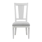 Chaise de salle à manger latérale de 24 pouces, lin gris clair, cadre en bois blanc