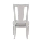 Chaise de salle à manger latérale de 24 pouces, lin gris clair, cadre en bois blanc