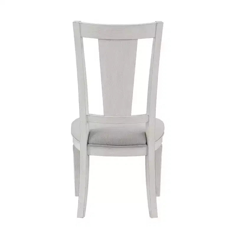 Chaise de salle à manger latérale de 24 pouces, lin gris clair, cadre en bois blanc