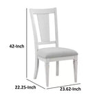 Chaise de salle à manger latérale de 24 pouces, lin gris clair, cadre en bois blanc