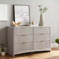 6-drawer dressing table, rounded drawer slot wooden box, dressing table TV stand, and storage rack for bedroom and hallway, gray