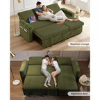 Canapé-lit 81, canapé d'angle en L avec lit gigogne, dossier inclinable, méridienne de rangement réversible, ports USB