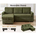 Canapé-lit 81, canapé d'angle en L avec lit gigogne, dossier inclinable, méridienne de rangement réversible, ports USB