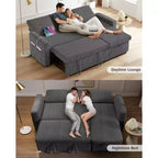 Canapé-lit 81, canapé d'angle en L avec lit gigogne, dossier inclinable, méridienne de rangement réversible, ports USB