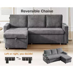 Canapé-lit 81, canapé d'angle en L avec lit gigogne, dossier inclinable, méridienne de rangement réversible, ports USB