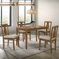 GDFStudio Munro Fabric and Rubberwood 5 Piece Dining Set with Padded Chairs
