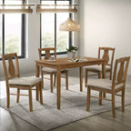 GDFStudio Munro Fabric and Rubberwood 5 Piece Dining Set with Padded Chairs