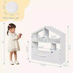 Étagère à Livres Polyvalente à 3 Niveaux pour Enfants avec Lumière à Détecteur de Mouvement - Organisateur de Rangement en Bois pour Jouets avec Dispositif Anti-basculement
