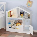 Étagère à Livres Polyvalente à 3 Niveaux pour Enfants avec Lumière à Détecteur de Mouvement - Organisateur de Rangement en Bois pour Jouets avec Dispositif Anti-basculement