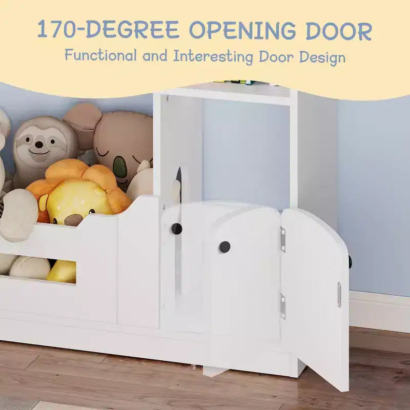 Étagère à Livres Polyvalente à 3 Niveaux pour Enfants avec Lumière à Détecteur de Mouvement - Organisateur de Rangement en Bois pour Jouets avec Dispositif Anti-basculement