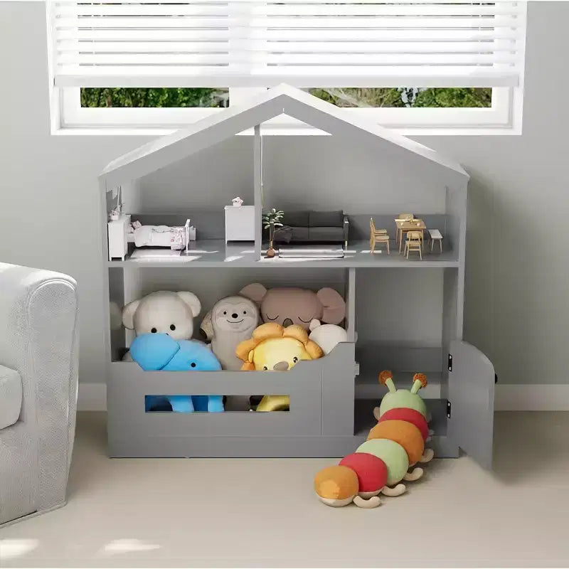 Étagère à Livres Polyvalente à 3 Niveaux pour Enfants avec Lumière à Détecteur de Mouvement - Organisateur de Rangement en Bois pour Jouets avec Dispositif Anti-basculement