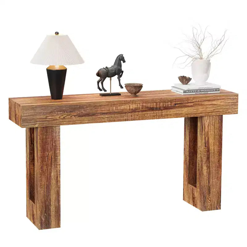 Console étroite et longue de 63 pouces, table d'entrée en bois de style ferme pour couloir, salon, derrière un canapé, table d'appoint industrielle pour une décoration moderne et rustique