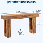 Console étroite et longue de 63 pouces, table d'entrée en bois de style ferme pour couloir, salon, derrière un canapé, table d'appoint industrielle pour une décoration moderne et rustique
