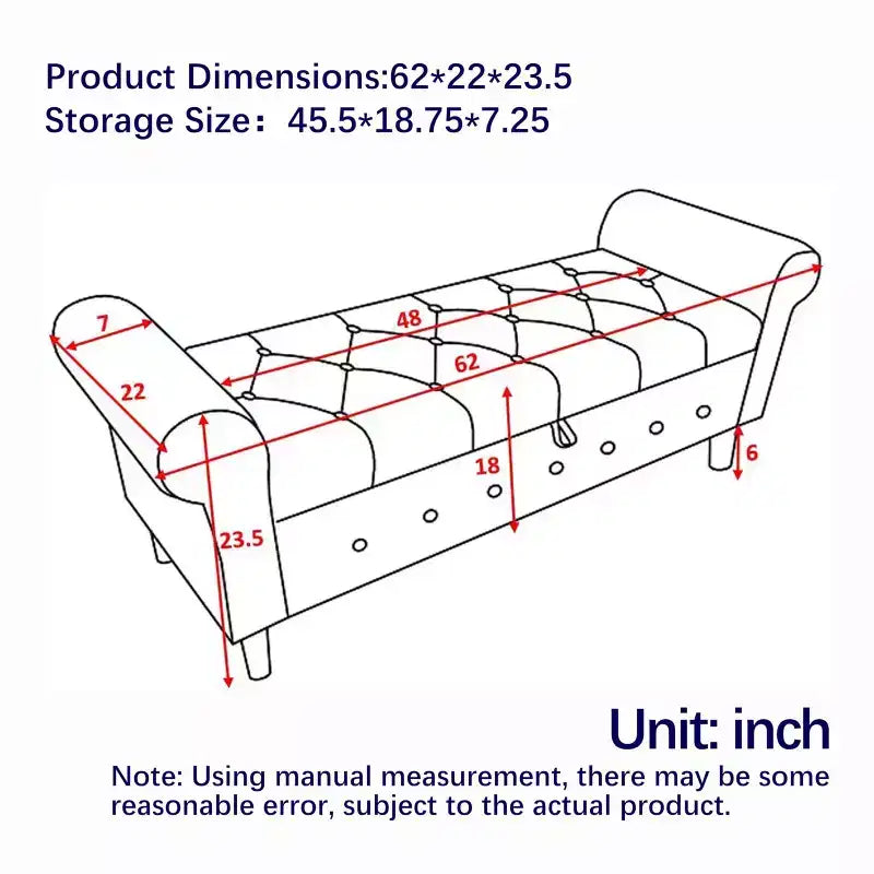 Banc Ottoman de Rangement avec Accoudoirs, 157,5 cm l x 56 cm P x 60 cm H, Banc de Rangement Grande Capacité avec Couvercle Basculant à Charnière à Boucle, Repose-Pieds