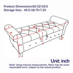 Banc Ottoman de Rangement avec Accoudoirs, 157,5 cm l x 56 cm P x 60 cm H, Banc de Rangement Grande Capacité avec Couvercle Basculant à Charnière à Boucle, Repose-Pieds