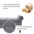 Banc Ottoman de Rangement avec Accoudoirs, 157,5 cm l x 56 cm P x 60 cm H, Banc de Rangement Grande Capacité avec Couvercle Basculant à Charnière à Boucle, Repose-Pieds