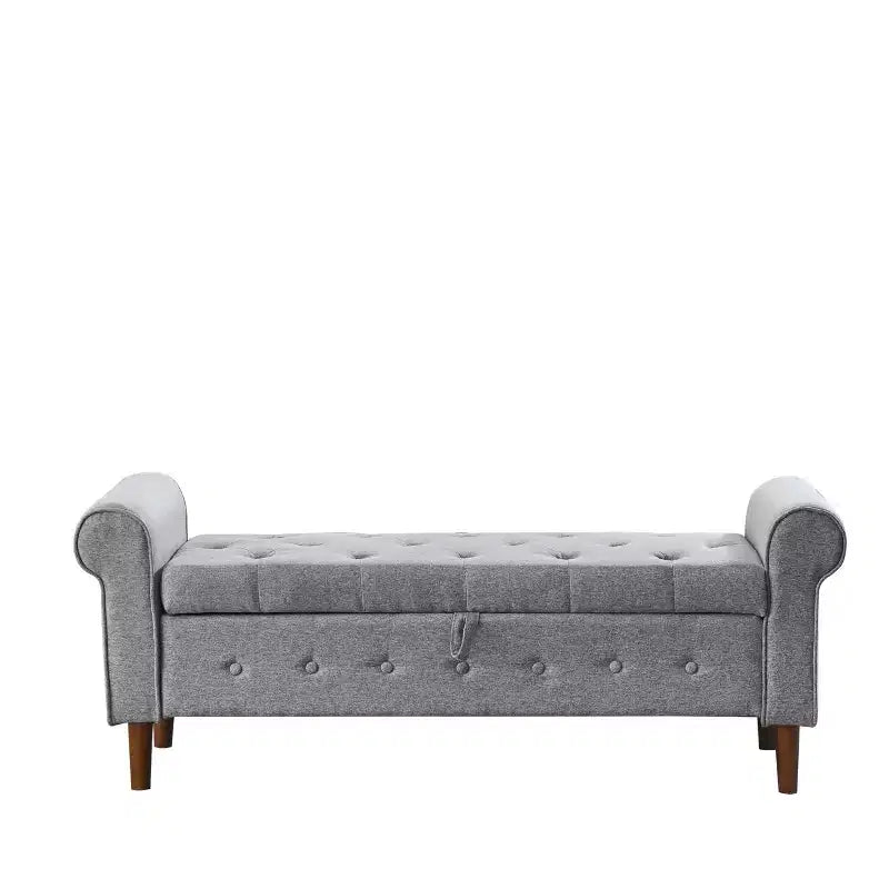 Banc Ottoman de Rangement avec Accoudoirs, 157,5 cm l x 56 cm P x 60 cm H, Banc de Rangement Grande Capacité avec Couvercle Basculant à Charnière à Boucle, Repose-Pieds