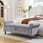 Banc Ottoman de Rangement avec Accoudoirs, 157,5 cm l x 56 cm P x 60 cm H, Banc de Rangement Grande Capacité avec Couvercle Basculant à Charnière à Boucle, Repose-Pieds