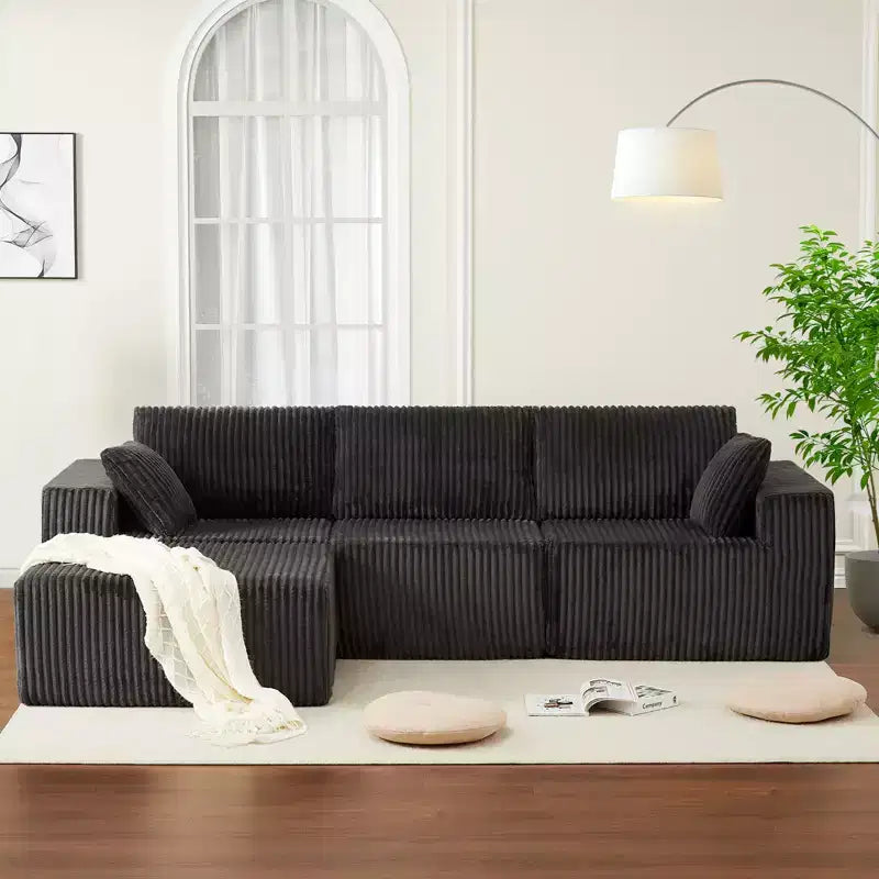 108 in Modular Sectional Sofa, Corduroy Sponge Compression Sofas with Deep Seat, Memory Foam Sofa for Living Room Bedroom, No Assembly Required