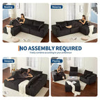 Canapé modulable 108 pouces, canapé-lit en velours côtelé avec assise profonde, canapé en mousse à mémoire de forme pour salon et chambre, aucun assemblage requis