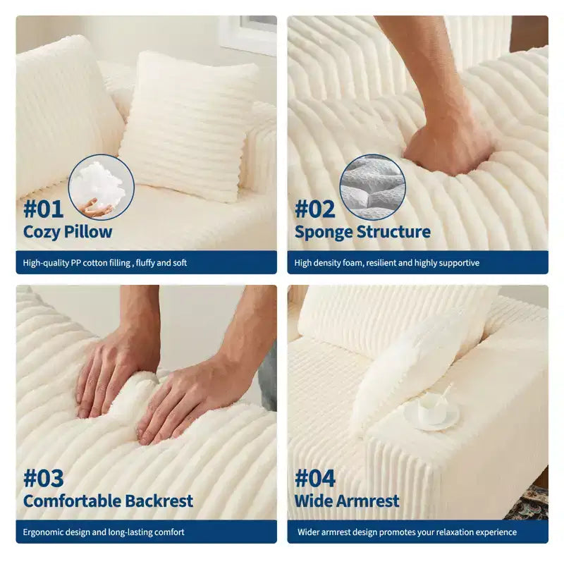 Canapé modulable 108 pouces, canapé-lit en velours côtelé avec assise profonde, canapé en mousse à mémoire de forme pour salon et chambre, aucun assemblage requis