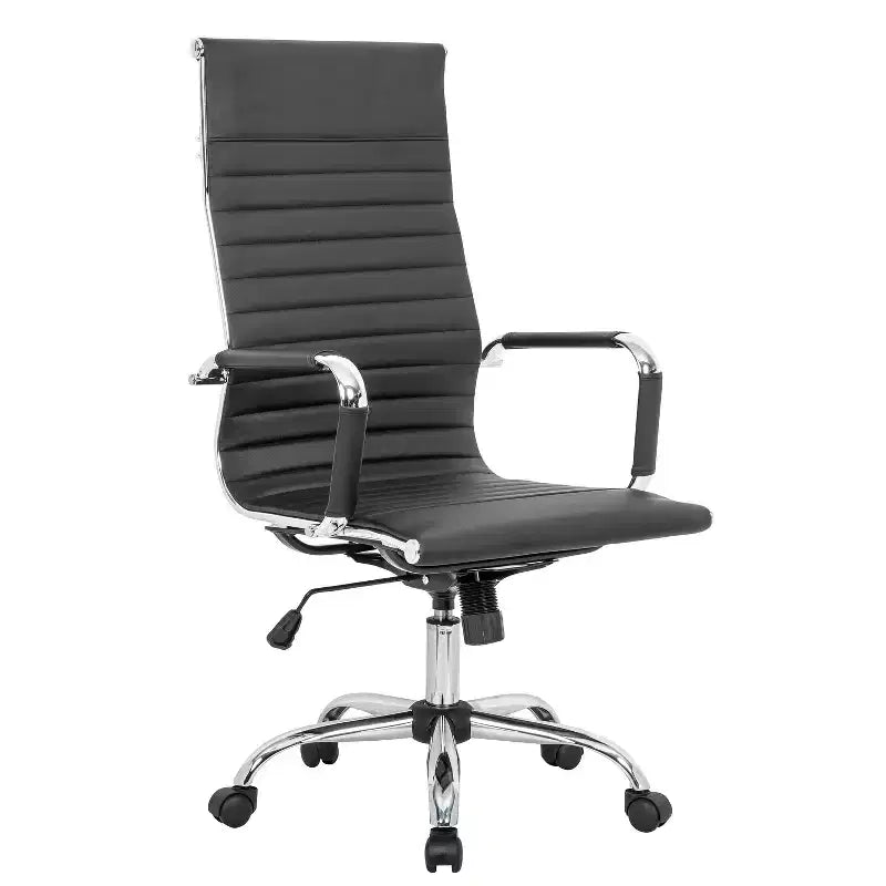 HomeStock 34 in.H Adjustable Height Gray Faux Leather Seat Material with Swivels Executive Office Chairs