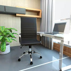 Chaise de bureau de direction pivotante en similicuir gris réglable en hauteur de 34 po H