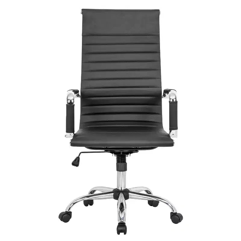 Chaise de bureau de direction pivotante en similicuir gris réglable en hauteur de 34 po H
