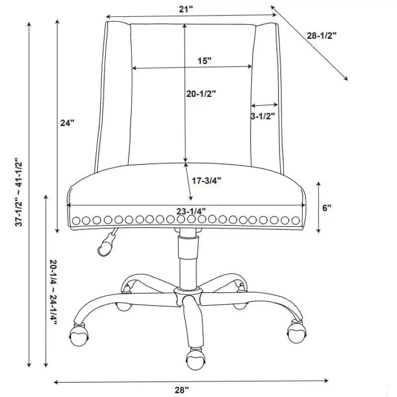Fauteuil de bureau en similicuir noir, hauteur 43 po, réglable avec inclinaison ajustable