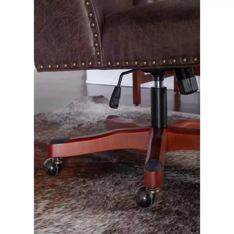 Fauteuil de bureau en similicuir noir, hauteur 43 po, réglable avec inclinaison ajustable