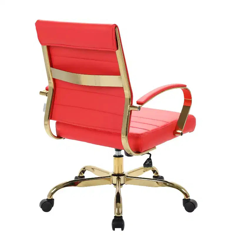 Chaise de bureau ergonomique en similicuir bleu, hauteur réglable 38 po, avec roulettes pivotantes