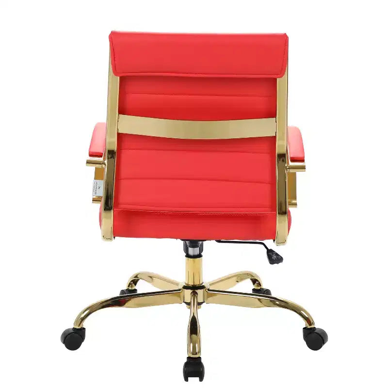 Chaise de bureau ergonomique en similicuir bleu, hauteur réglable 38 po, avec roulettes pivotantes
