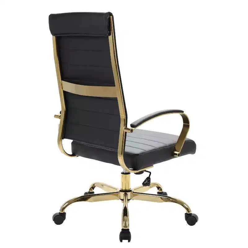 Chaise de bureau ergonomique en similicuir bleu, hauteur réglable 38 po, avec roulettes pivotantes