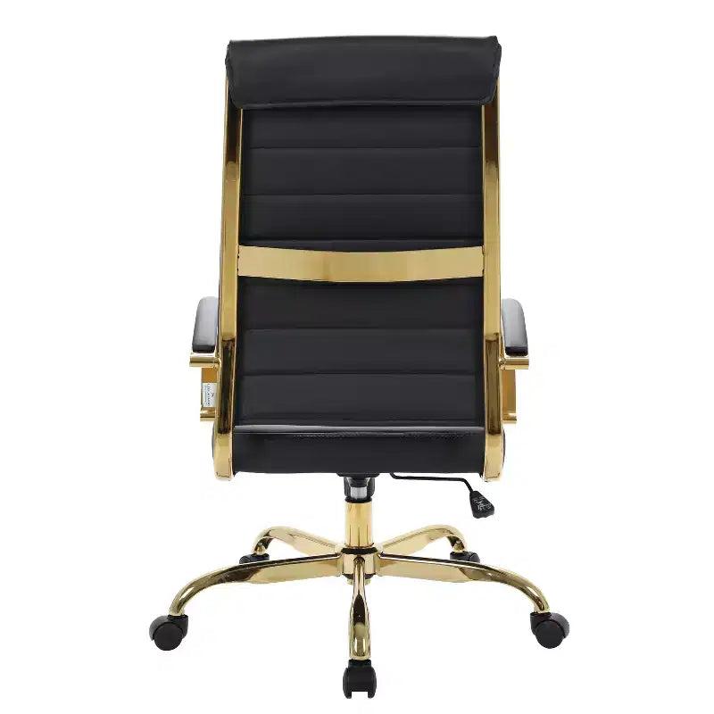 Chaise de bureau ergonomique en similicuir bleu, hauteur réglable 38 po, avec roulettes pivotantes